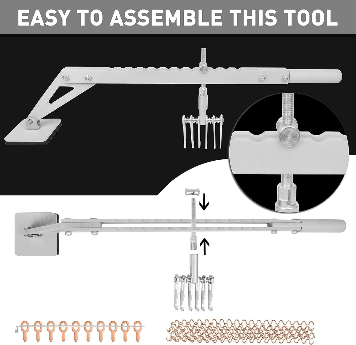 Dent Pull Lever Bar with 6 Claw Hook, Aluminum Alloy, Pack of 2 T25100