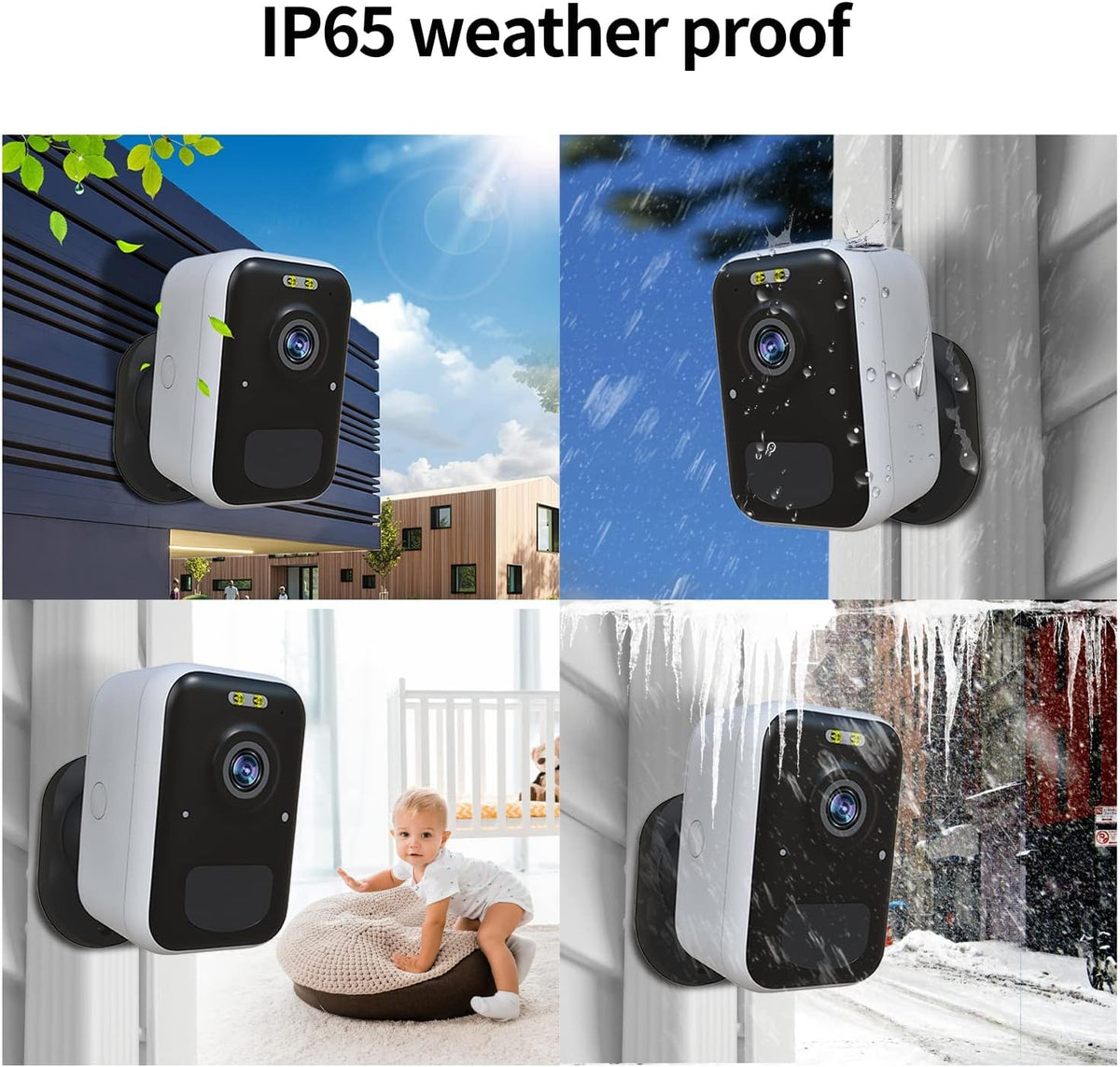 Outdoor Battery Camera Wireless Home Security Surveillance Wi-fi Camera with Night Vision Audio Alert Siren IP66 Waterproof SD Cloud J55123