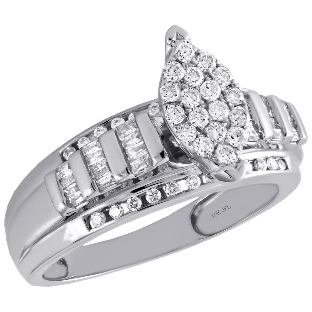 10K White Gold Diamond Cluster Engagement Ring 0.50 Ct. K589319