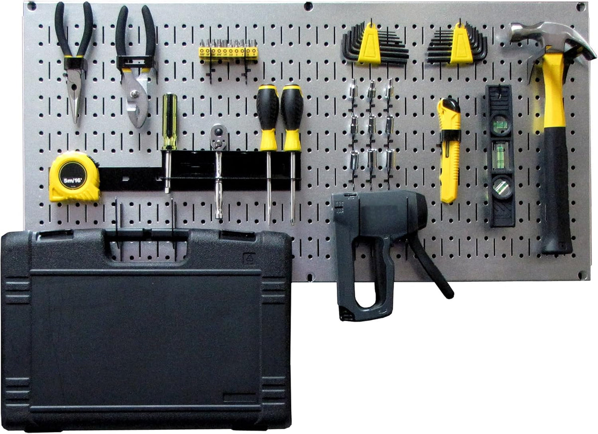 Red Pegboard Pack of 2 Metal Wall-Mounted Pegboard Tool Storage Unit J95582