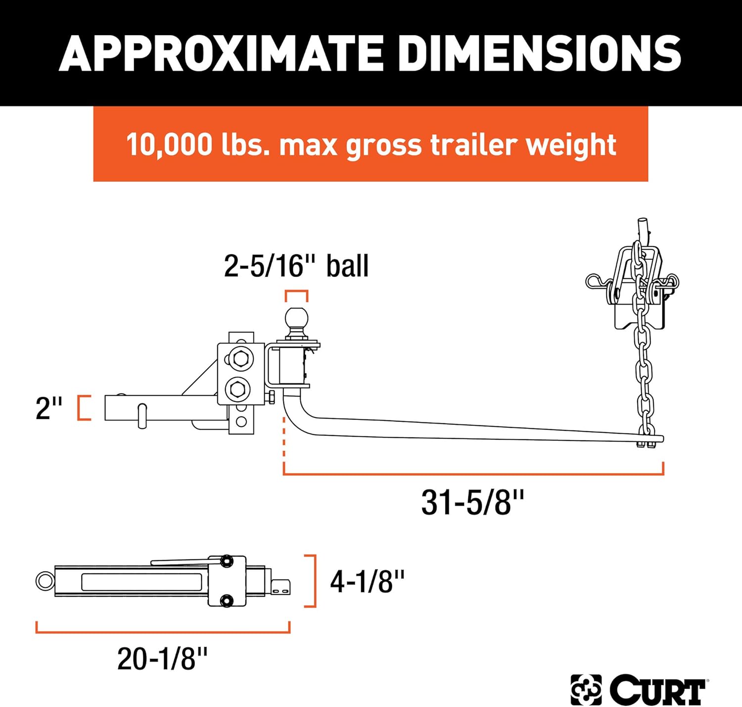 Round Bar Weight Distribution Hitch with Sway Control, 2-in Shank, 2-5/16-Inch Ball Q354043