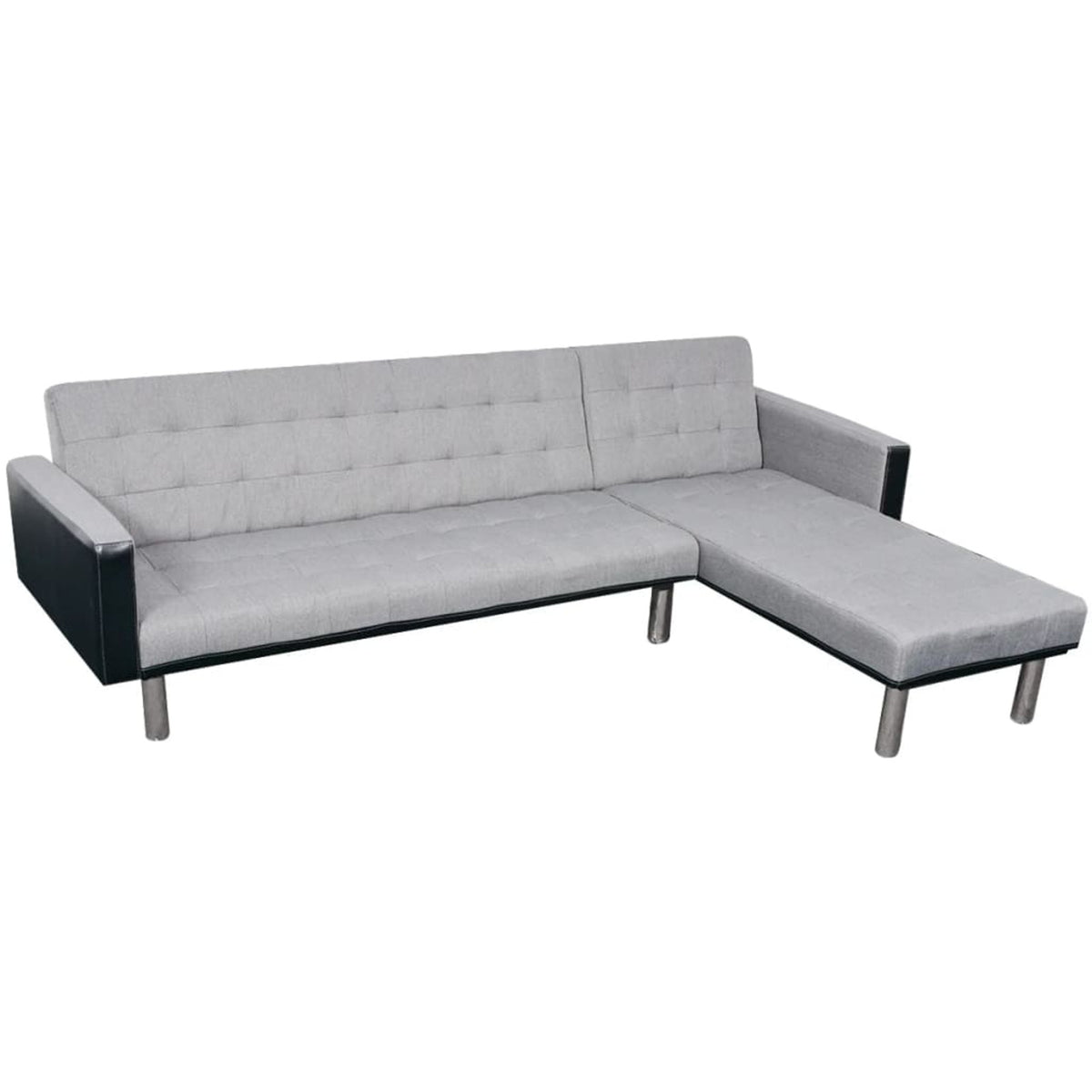 L-shaped Sofa Bed Fabric Black and Gray I30387