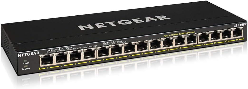 16-Port PoE Gigabit Ethernet Plus Switch with 15 x PoE+ @ 180W, 1 x 1G SFP Port Y7718