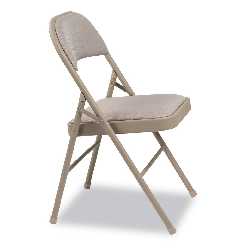 Steel Folding Chair with Fabric Back and Seat, Tan, 4/Carton E3152