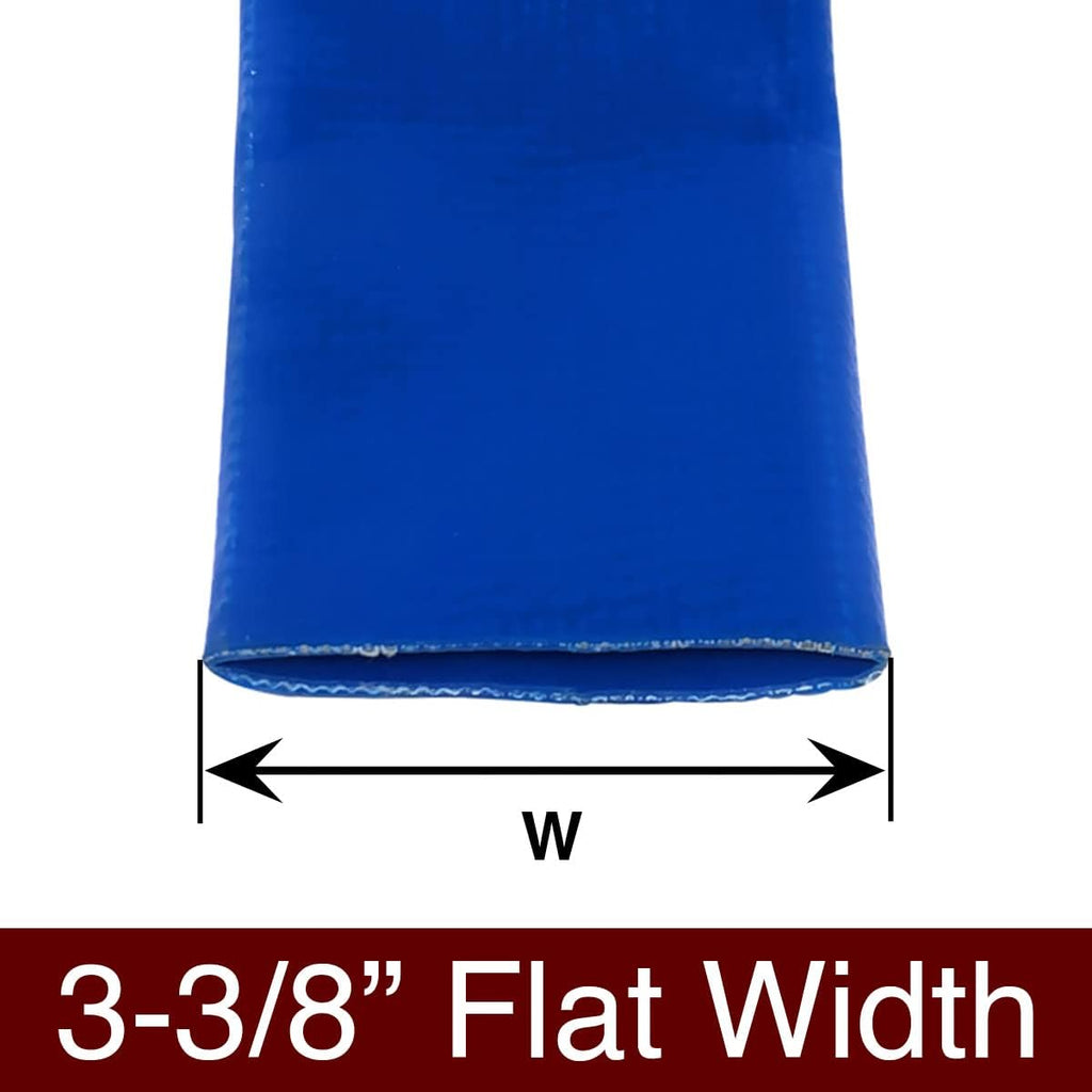 Blue Lay Flat PVC Hose Assembly with Aluminum Cam and Groove Fittings, Pack of 2 D686