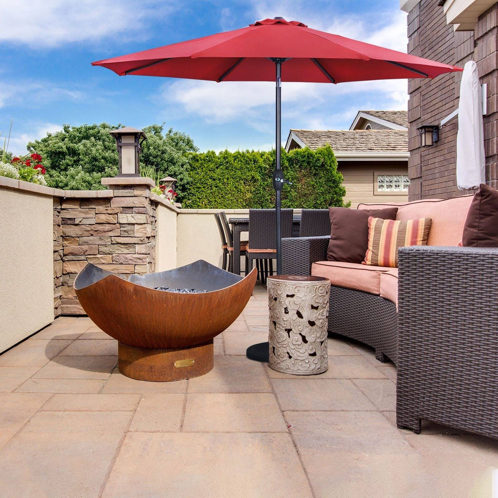 Red 9ft Waterproof Patio Umbrella with Tilt and Crank S16755