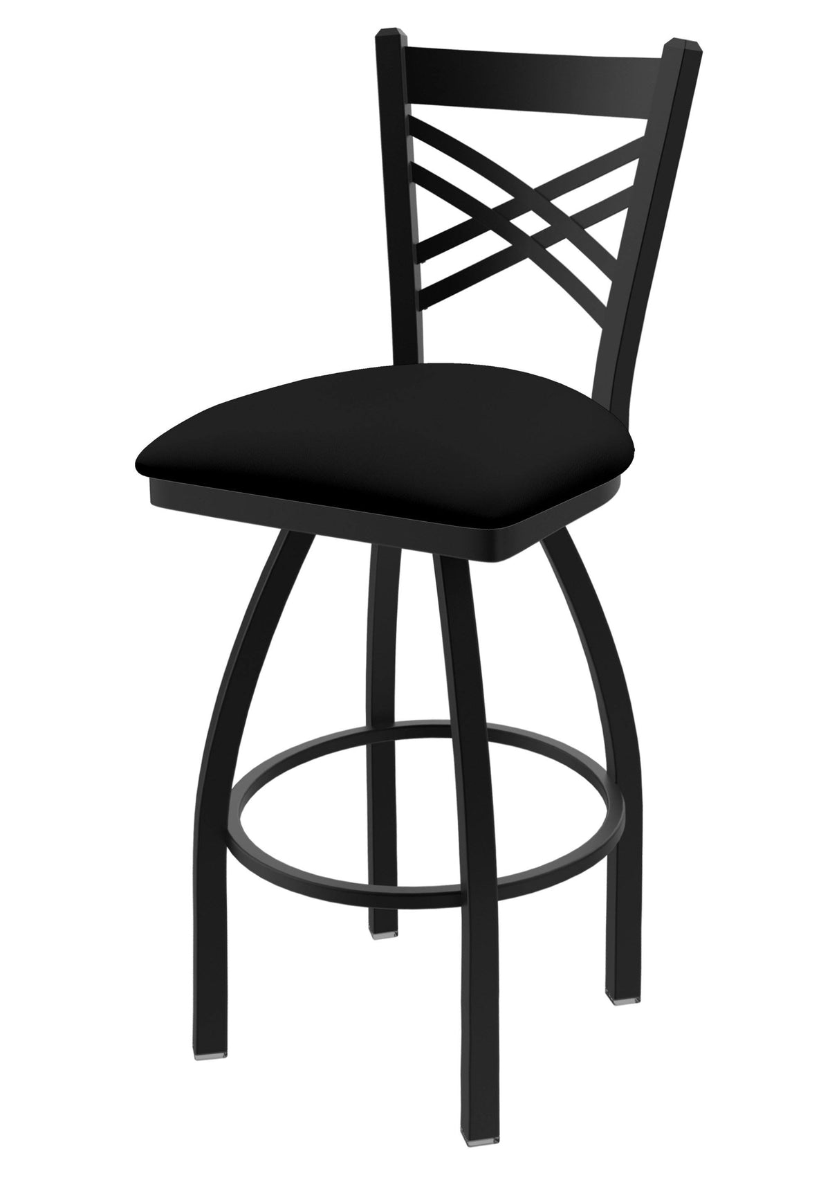 25x22 Swivel Counter Stool with Black Wrinkle Finish and Black Vinyl Seat M219235
