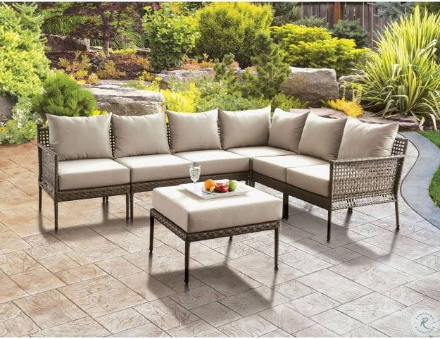 Gray/Beige Patio Ottoman C814655