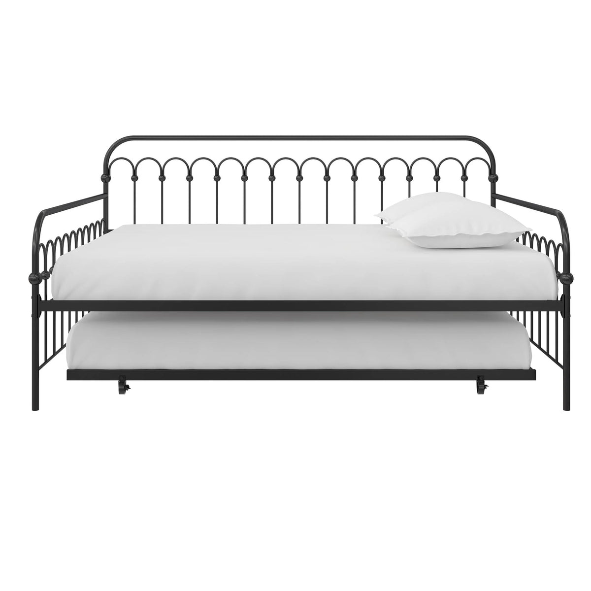 Black Full Metal Daybed with Twin Trundle Bed H6733