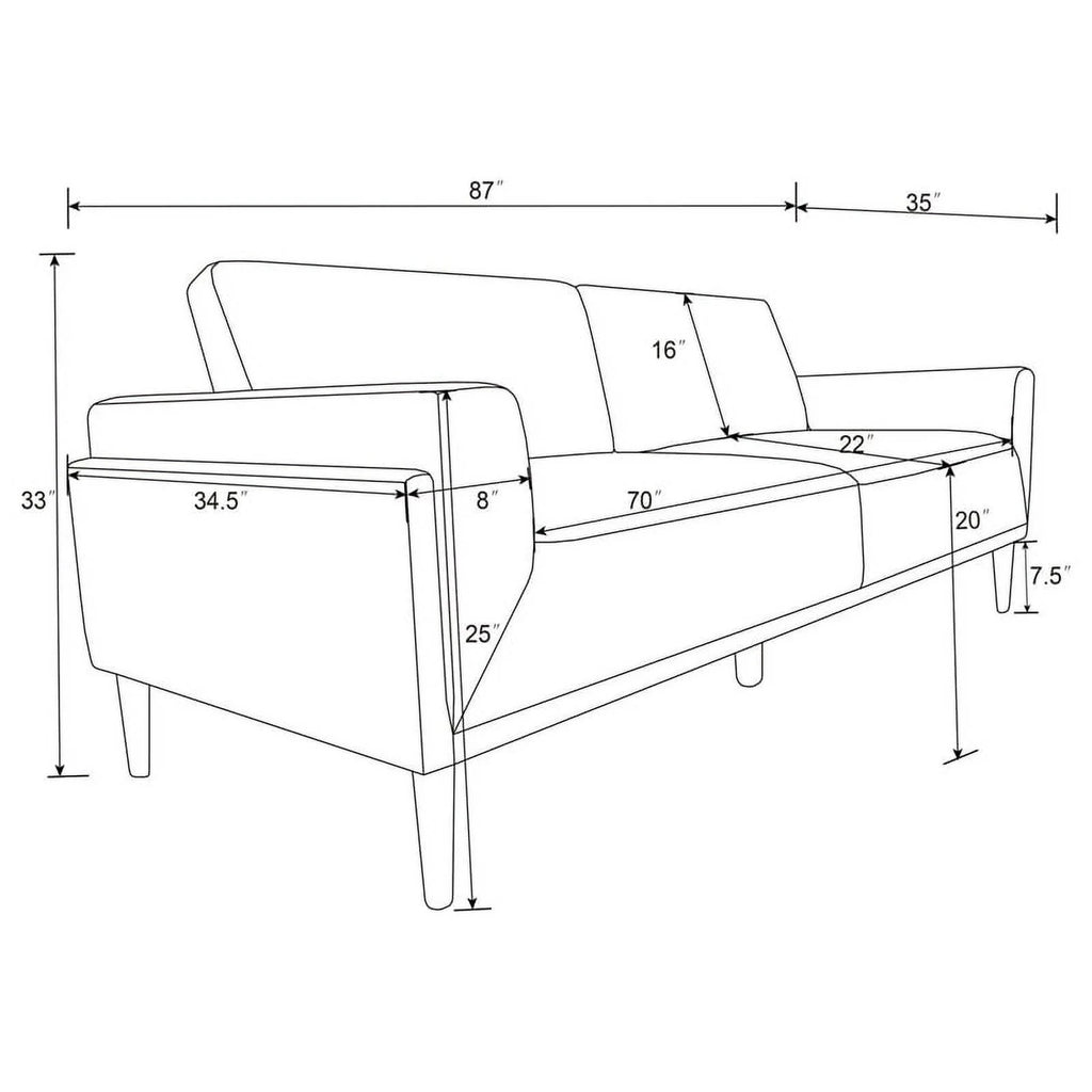 Modern Fabric Upholstered Track Arms Sofa in Gray X841744