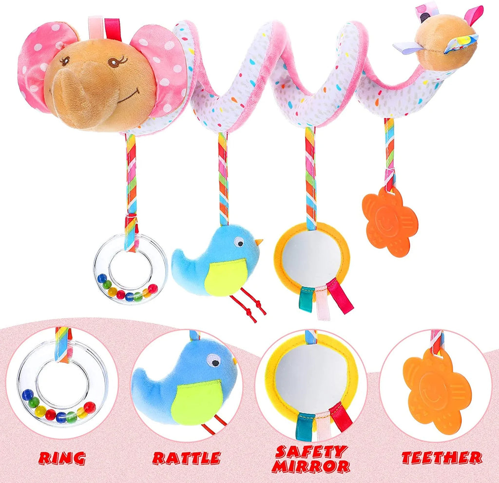 Elephant Spiral Plush Toy for Stroller Car Travel Activity I1236