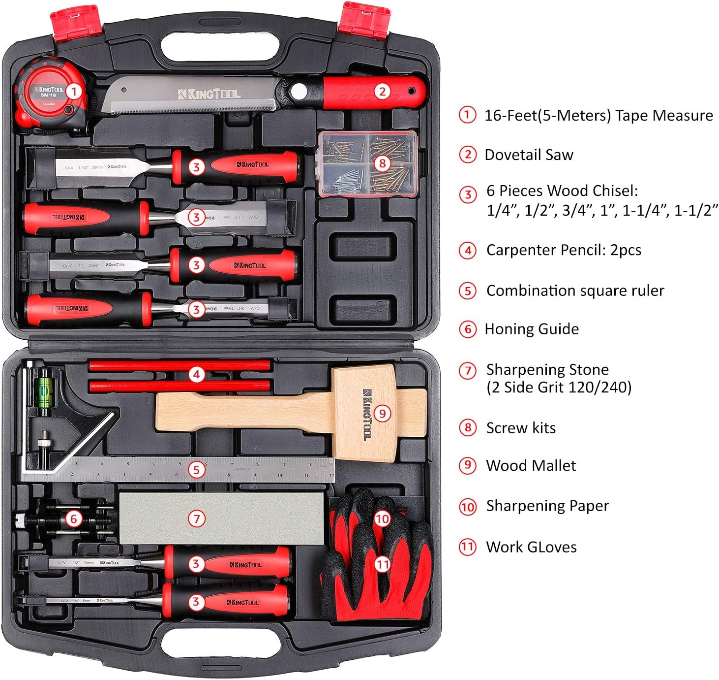 87 Pc. Wood Chisel Set with Storage Case J2734