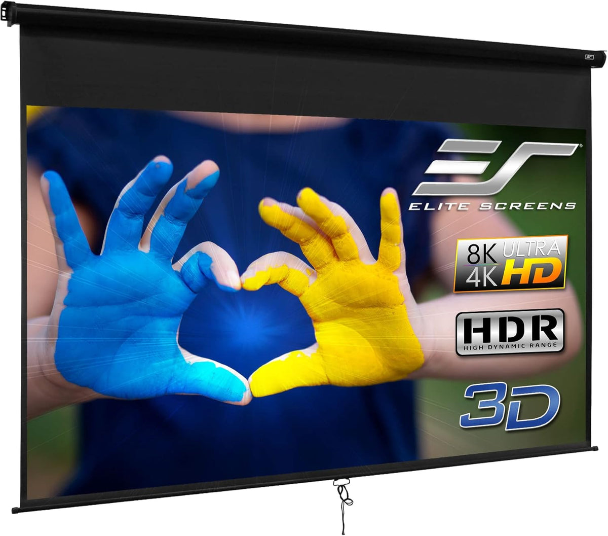 135-INCH Manual Pull Down Projector Screen 16:9 4K 8K 3D HDR HD Ready Black Case Projection Screen I979