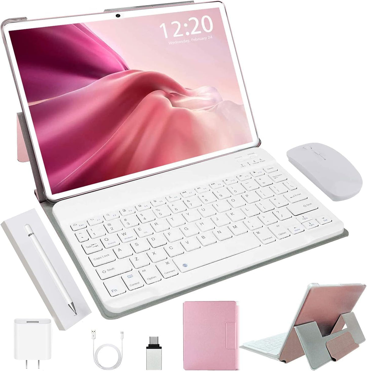 10 Inch Android Tablet with Keyboard, 4GB RAM, 64GB ROM, Red C6357