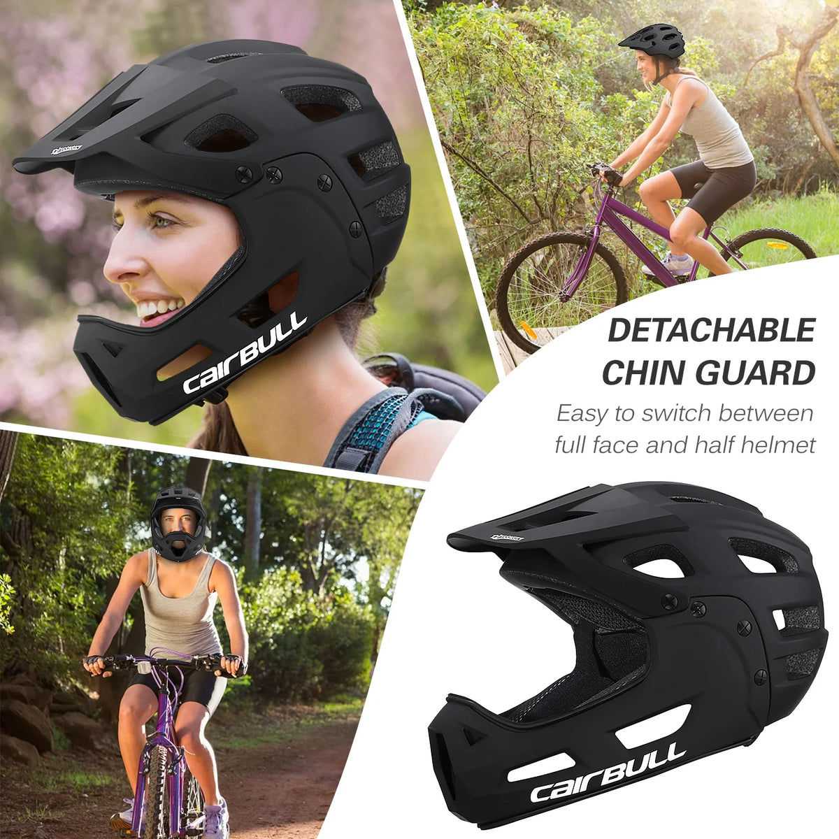 Orange Full Face Bike Helmet with Detachable Chin Guard and Visor W941