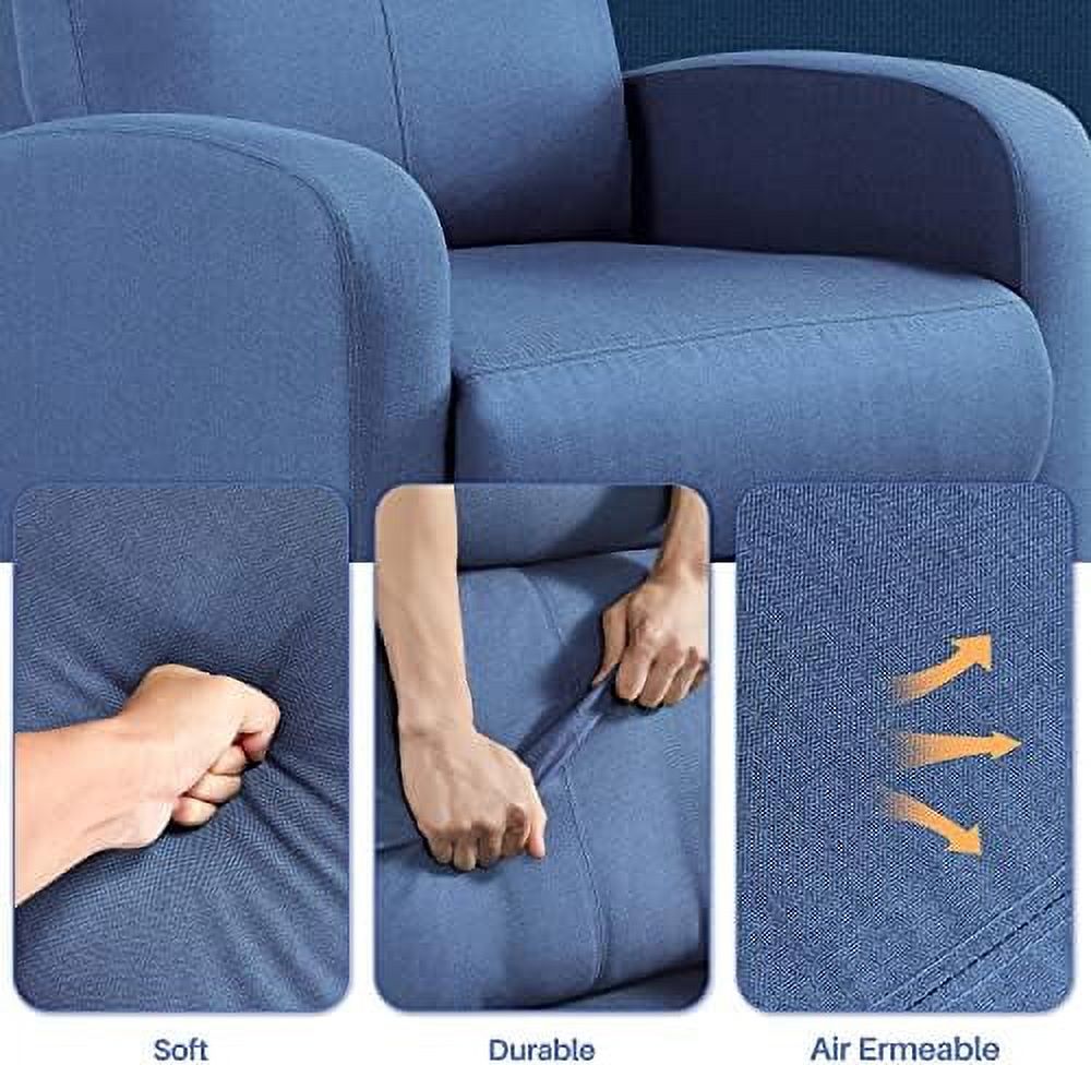 Light Blue Fabric Recliner Chair with Pocket Spring P834