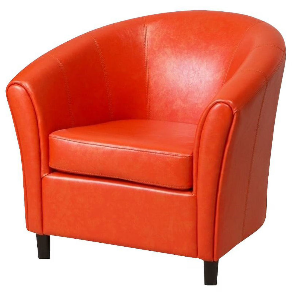 Orange Leather Barrel Club Chair E407414