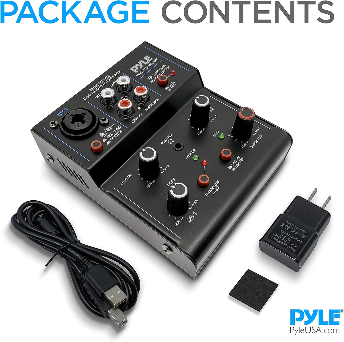 2-Channel Bluetooth DJ Controller Sound Mixer with USB Audio Interface X60743