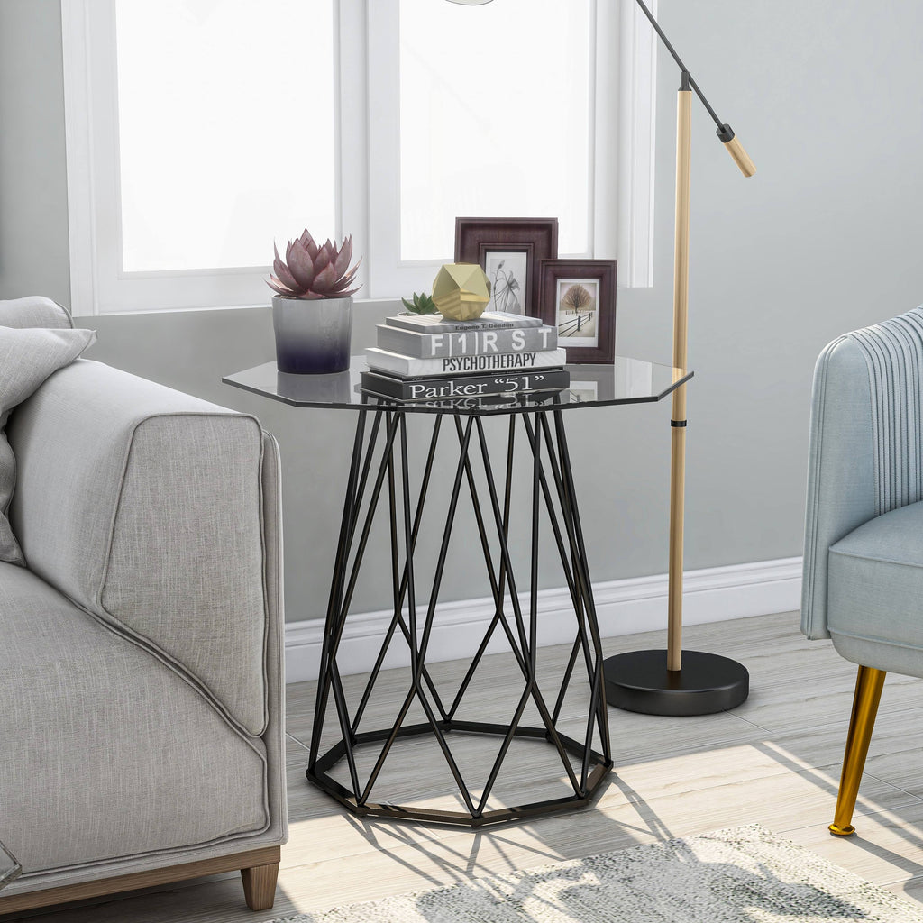 Gold Glass Top End Table D1996