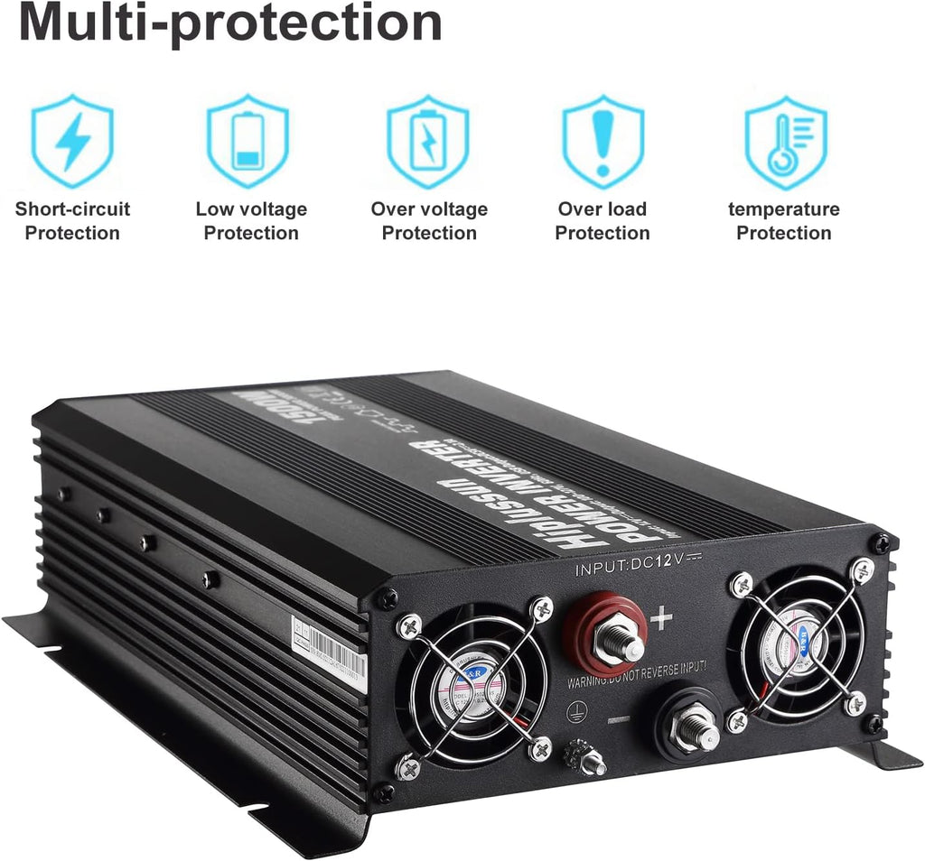 1500 Watt 12v to 110v Power Inverter DC to AC Modified Sine Wave with USB Port and Dual AC Outlets M5190