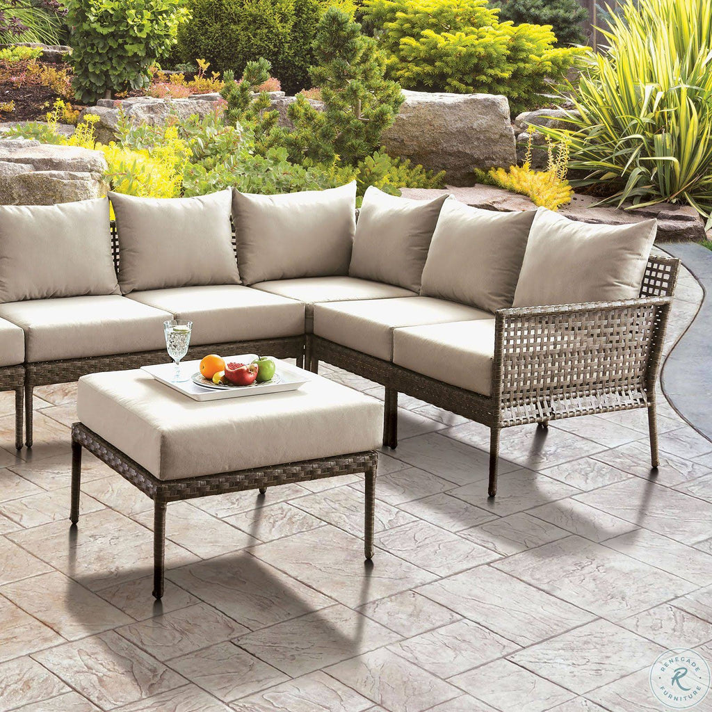 Gray/Beige Patio Ottoman C814655