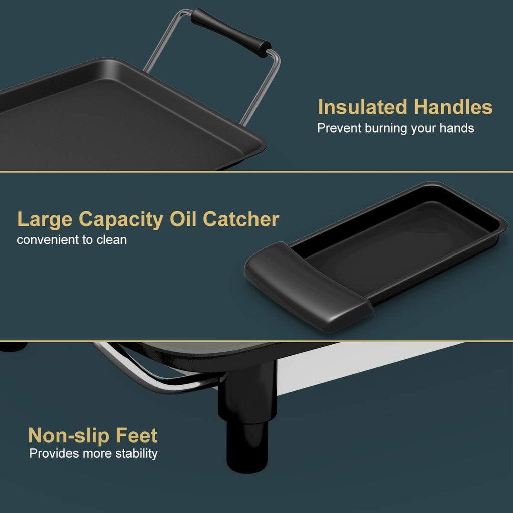 35 Electric Nonstick Extra Large Griddle Grill with Adjustable Temperature & Drip Tray T156