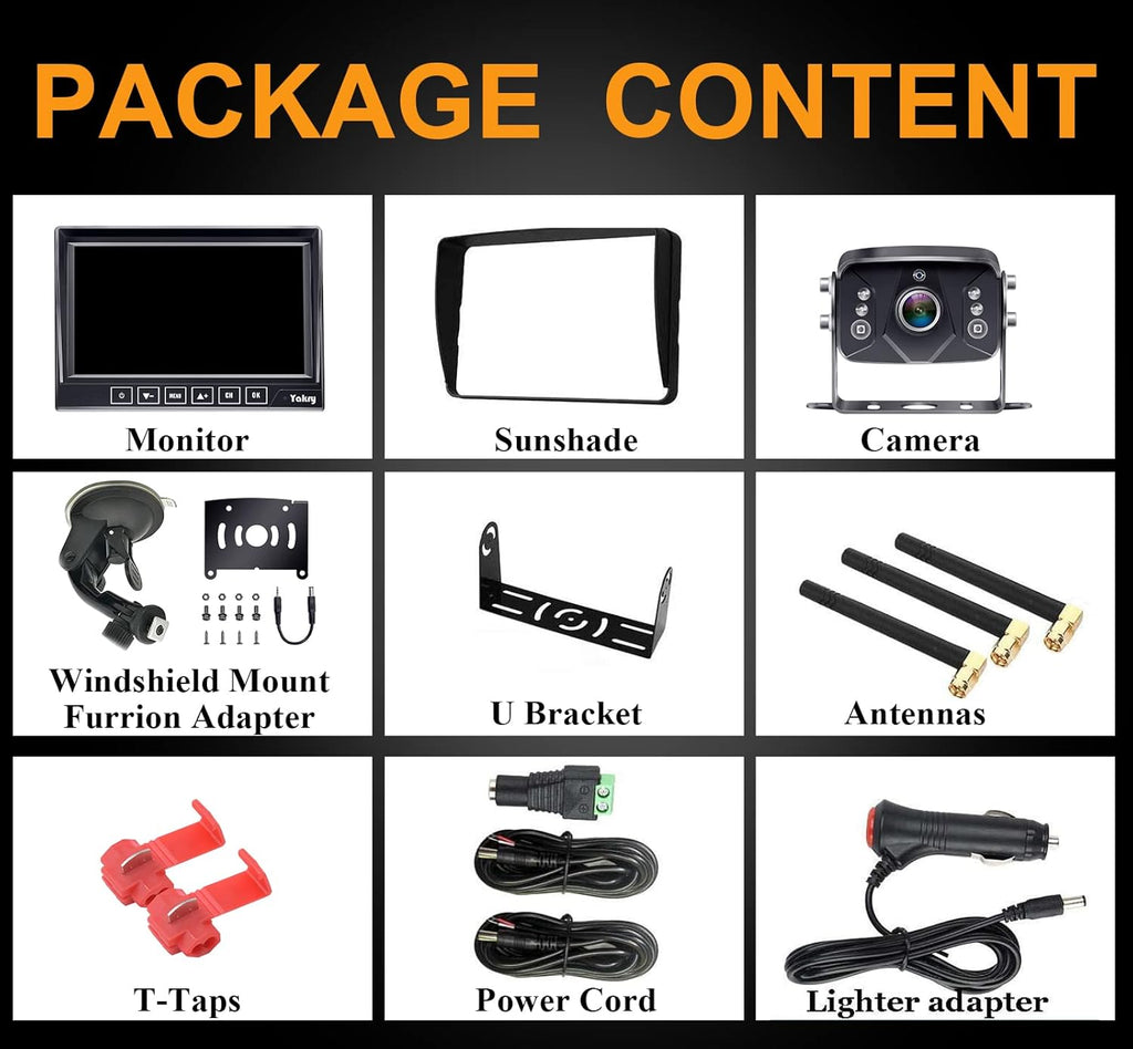 Wireless Backup Camera RV HD 1080P 7 Inch Monitor Four Channels DVR Recorder Bluetooth Rear View System Night Vision A362517