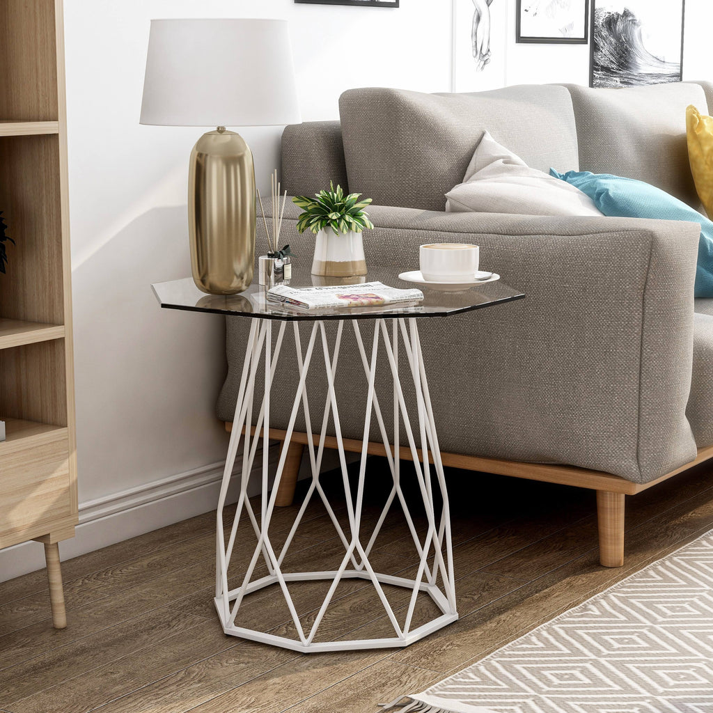 Gold Glass Top End Table D1996