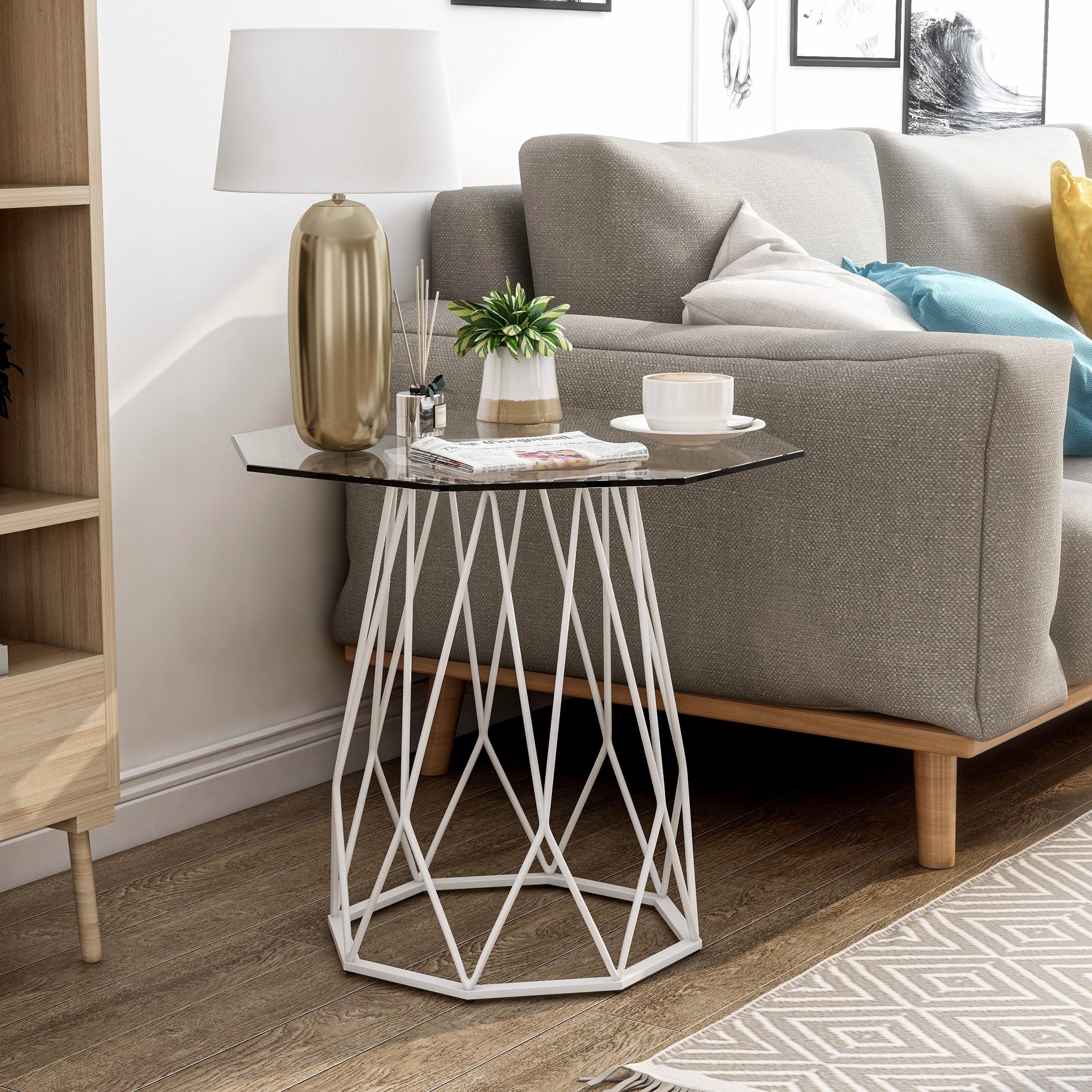 Gold Glass Top End Table D1996