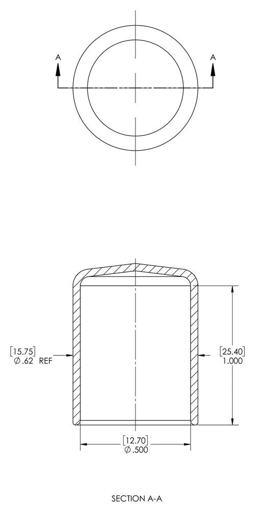 Black Vinyl Plastic Round Cap, Pack of 500 T893
