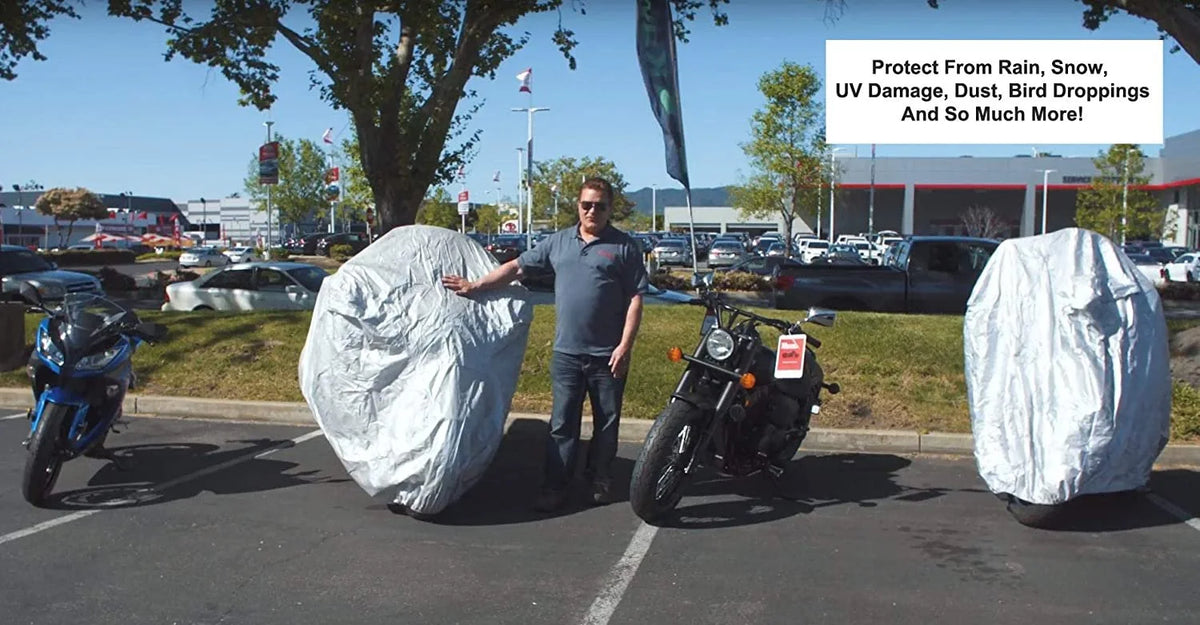 Motorcycle Cover with Securing Straps and Storage Bag D389209