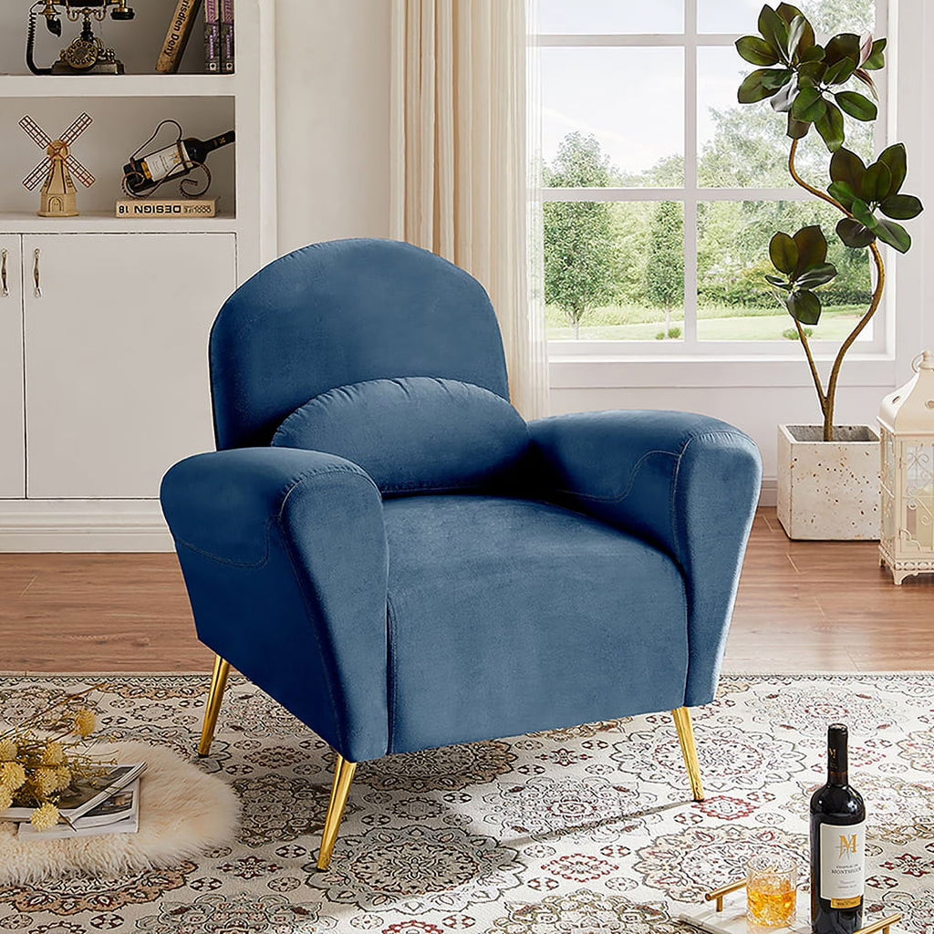 Blue Upholstered Armless Chair Q39388