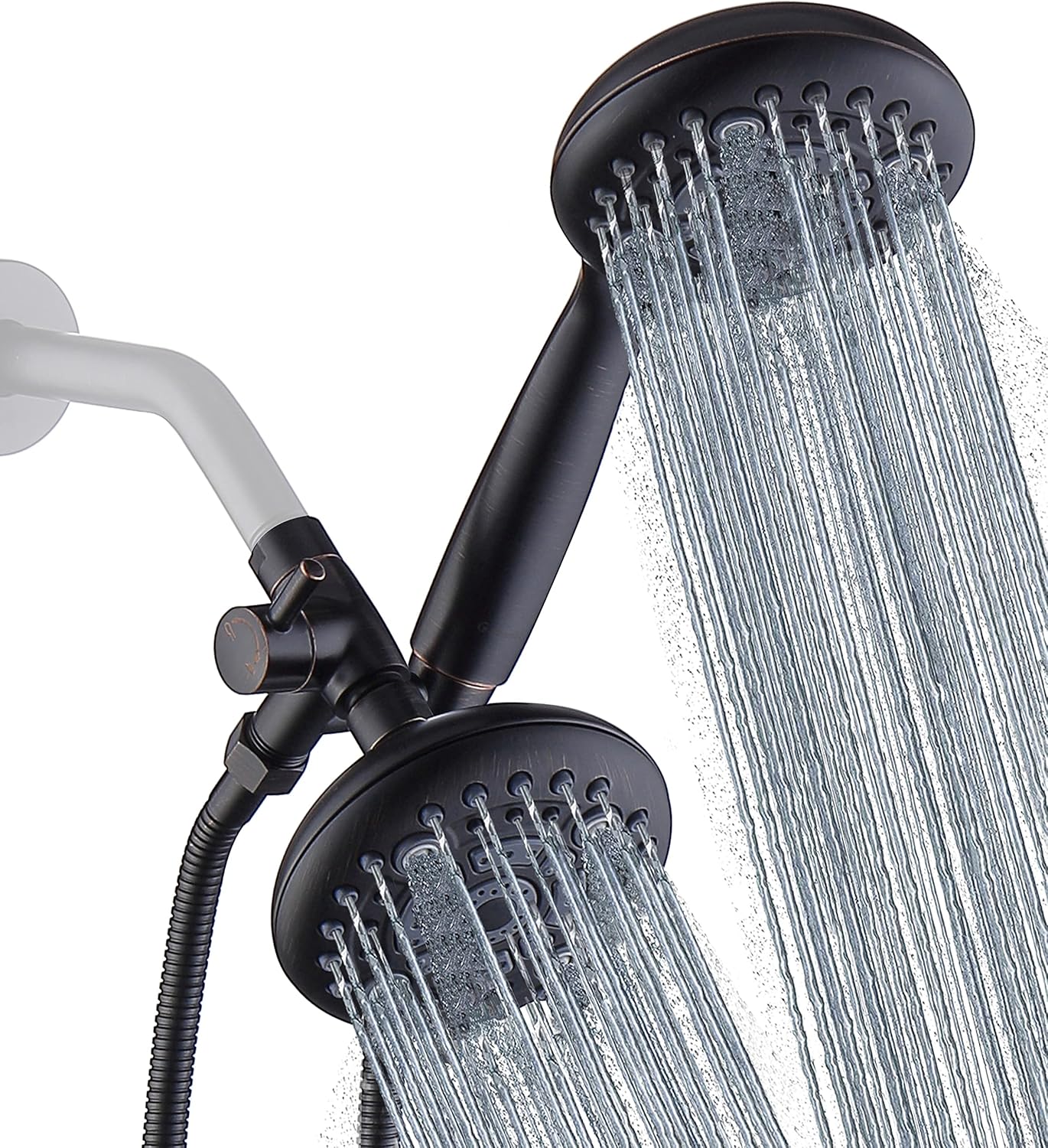 High Pressure Dual Shower Head Combo with 72 Inches Stainless Steel Hose, 3-Way Brass Diverter Bracket, Oil Rubbed Bronze, Pack of 2 Q42558