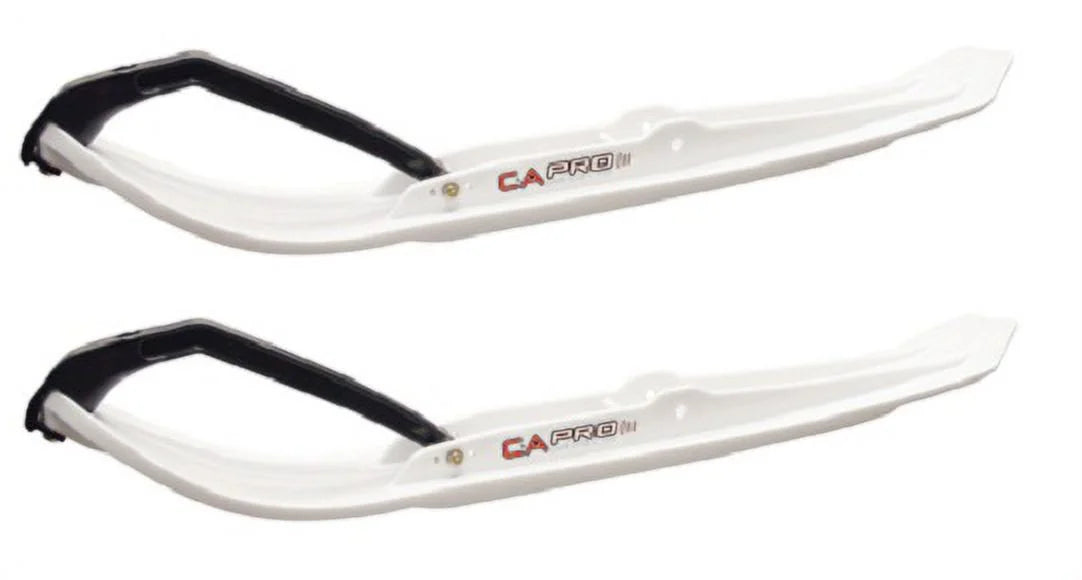 White MTX Snowmobile Skis with 4" Round Bars Complete Kit O7089