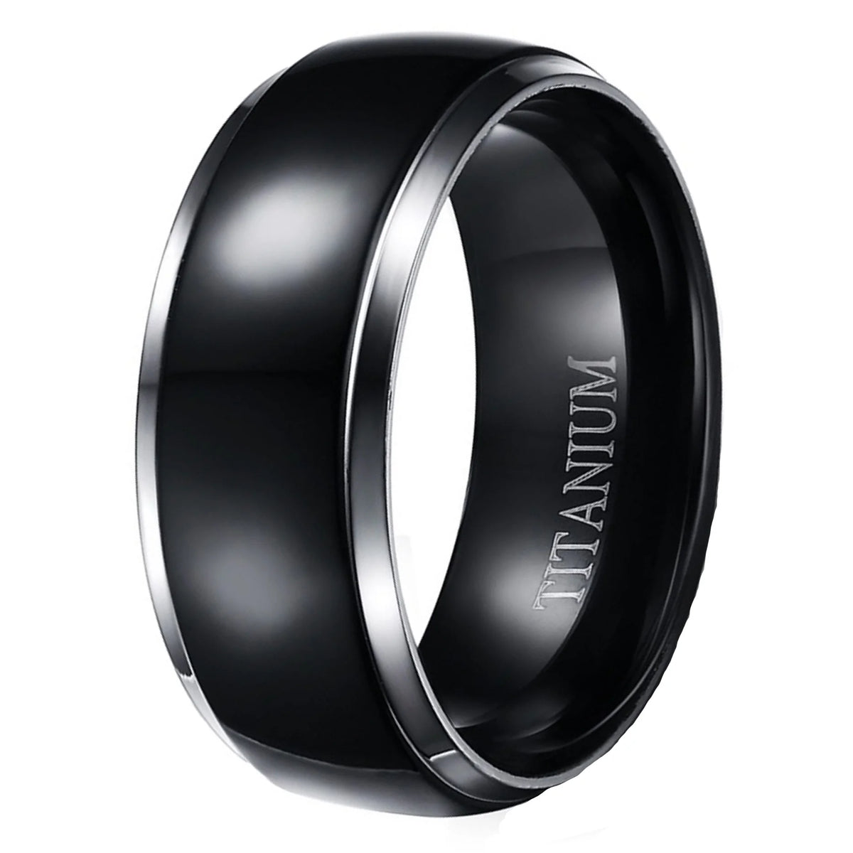 3 Piece Sterling Silver Black Titanium Wedding Band Engagement Ring Set S9229