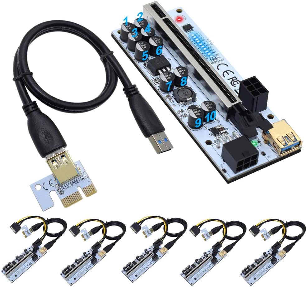 PCIe Riser 1X to 16X Graphics Extension Card (6-Pack) M48463