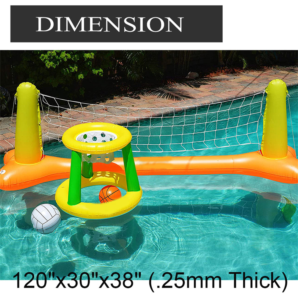 Inflatable Pool Volleyball Set and Pool Basketball Hoop X10494