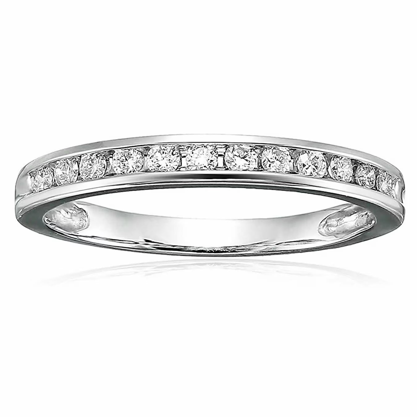 10K White Gold Diamond Wedding Band Size 7 E11289