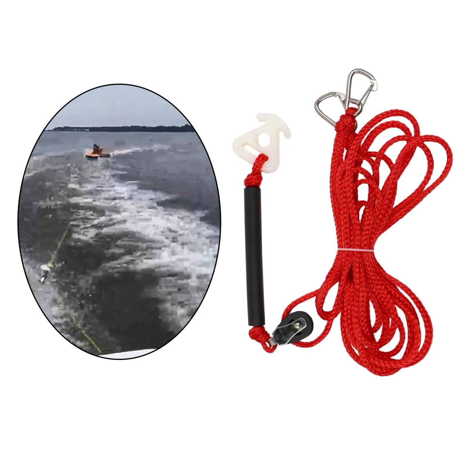 Boat Tow Harness Watersports Rope Steel Hook 12 Connector Pulley C1466