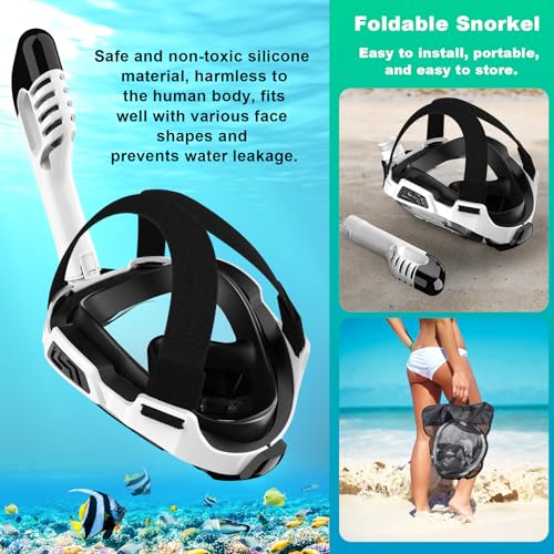 Full Face Snorkel Mask with Dry Top Breathing System and Detachable Camera Mount S25475