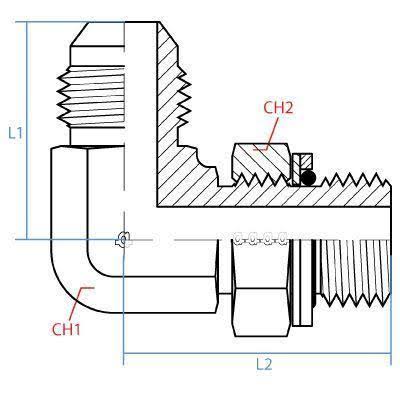 90-Degree Adapter, Male 0.75 JIC x Male 0.5 BSPP, Stainless Steel J13185
