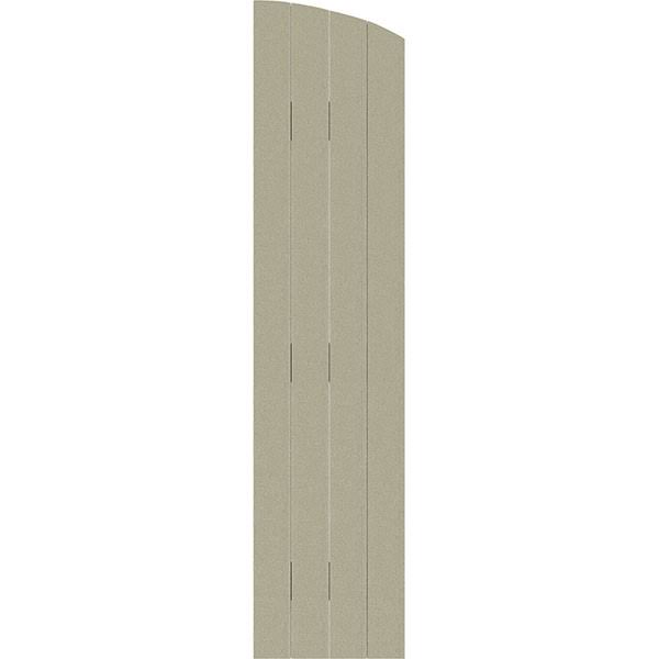 Rustic Faux Wood Shutters with Elliptical Arch Top F87128