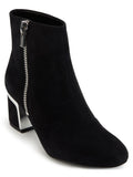 Black Leather Block Heel Booties X317