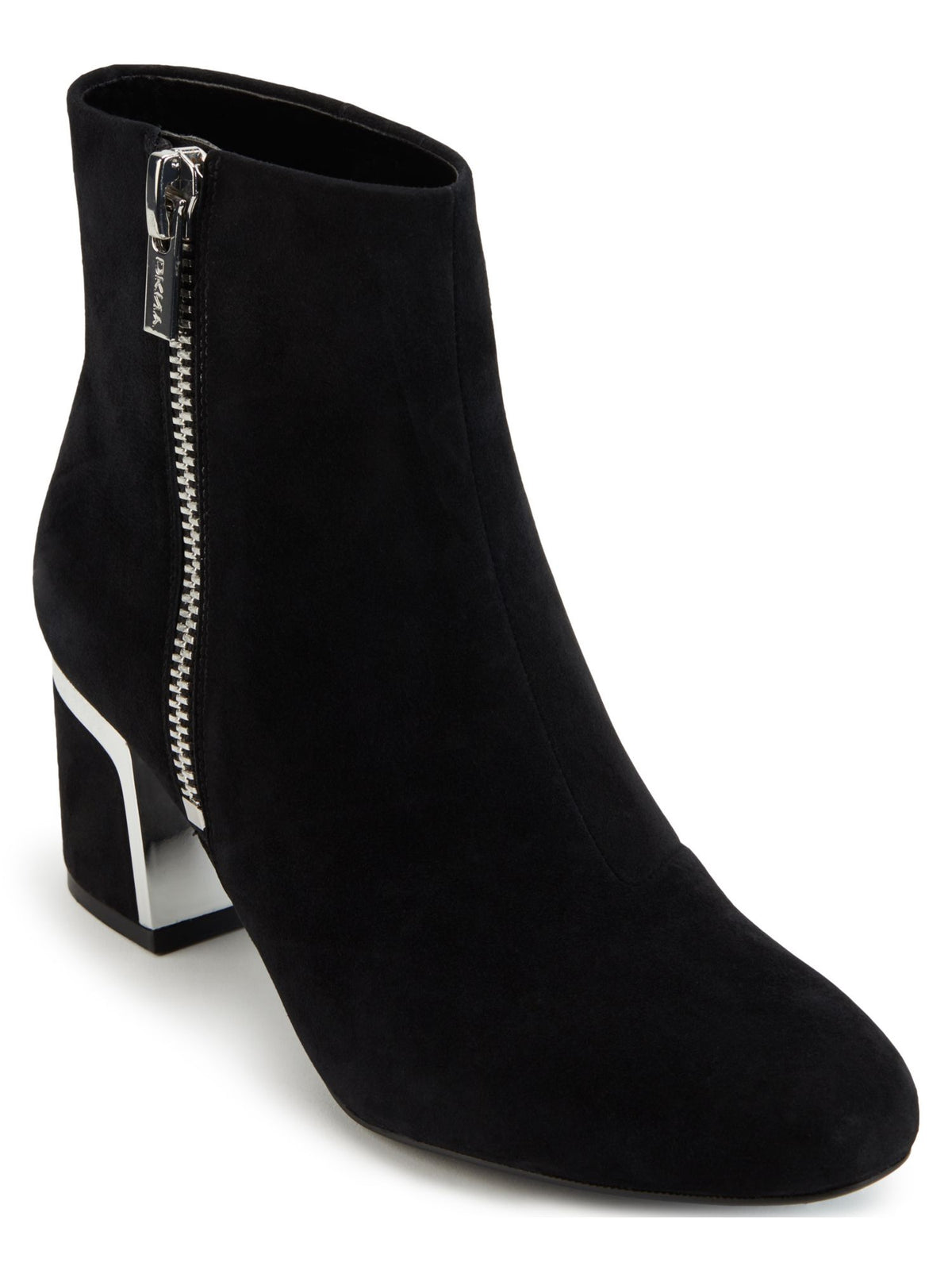 Black Leather Block Heel Booties X317
