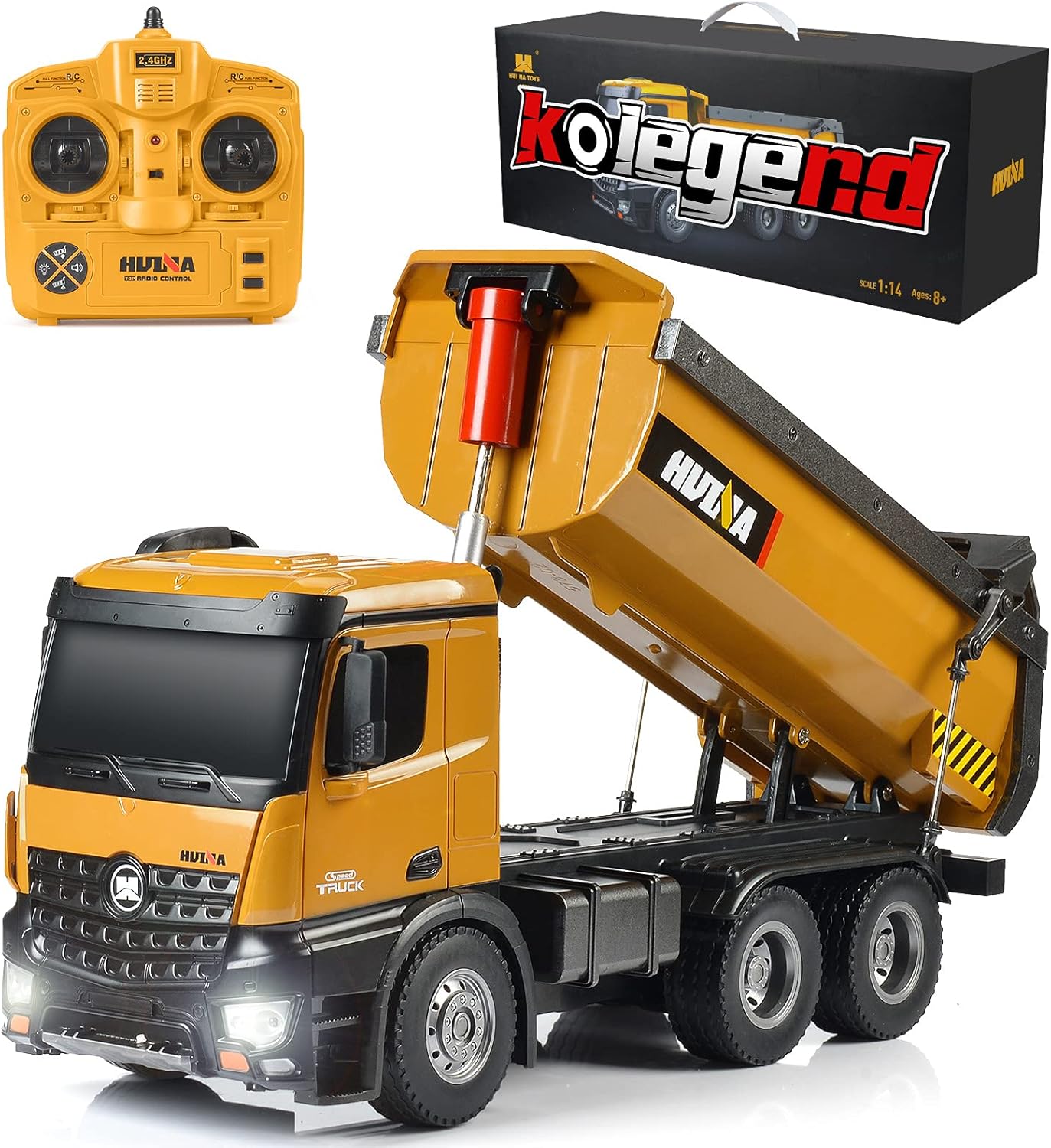 1/14 Scale Metal RC Dump Truck Toy with LED Lights O5568