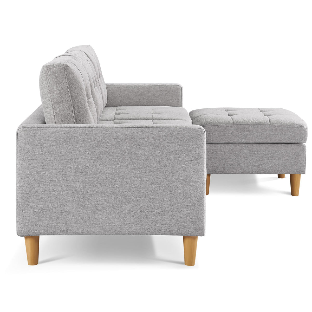 Light Grey Convertible Sectional Sofa with Ottoman G13344