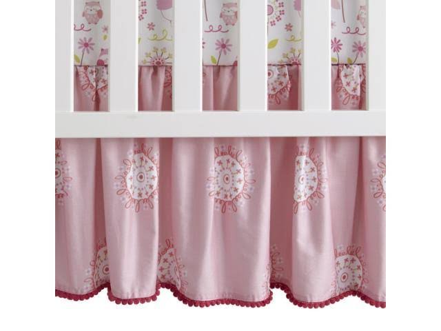 Pink/White 3 Piece Crib Bedding Set B7288