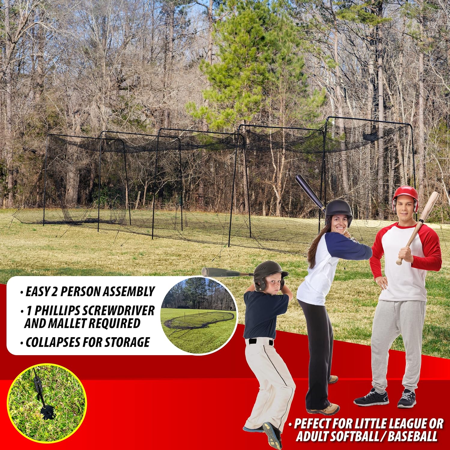 40 and 60 Foot Batting Cage with Frame and Netting B236