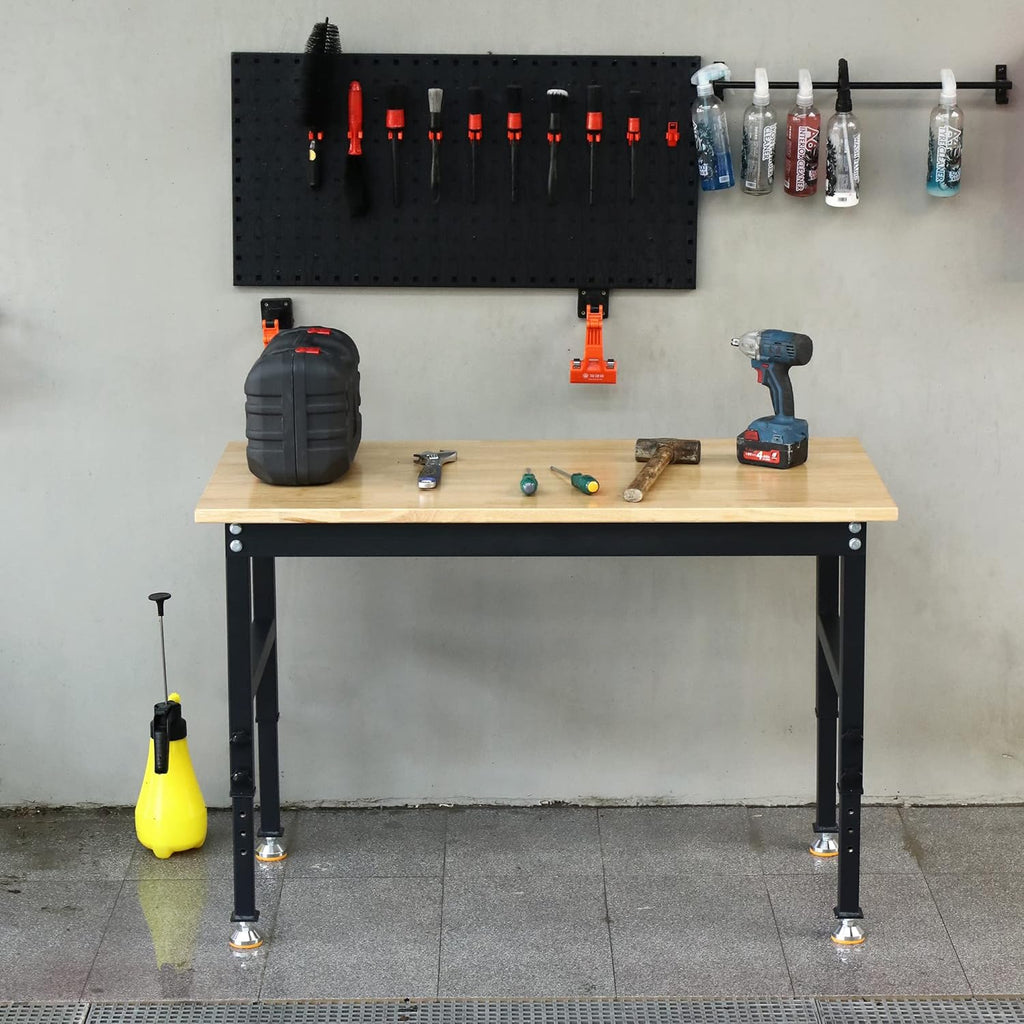 48 Heavy-Duty Adjustable Workbench Rubber Wood Shop Table X708297