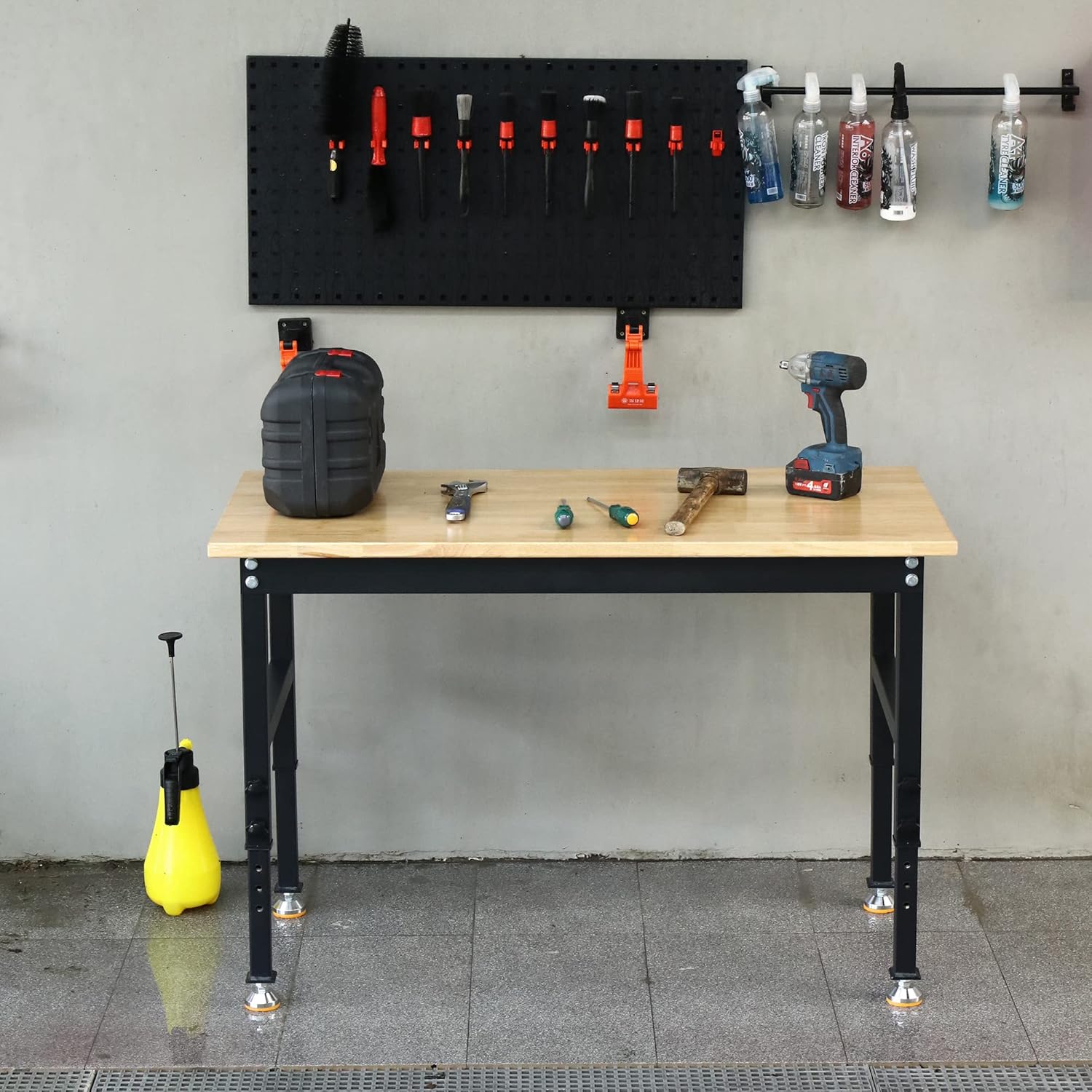 48 Heavy-Duty Adjustable Workbench Rubber Wood Shop Table X708297